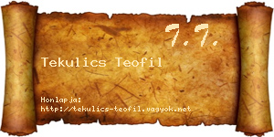 Tekulics Teofil névjegykártya